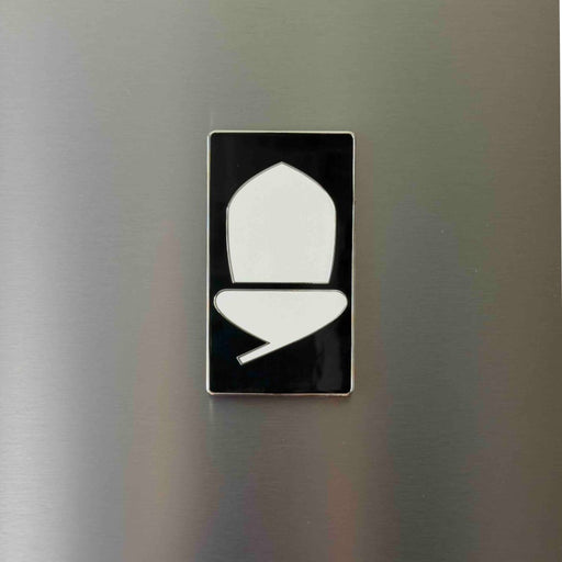 Black and white National Trail logo acorn fridge magnet