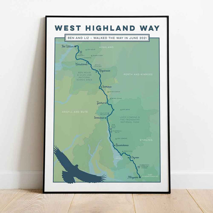 West Highland Way personalised art print blue