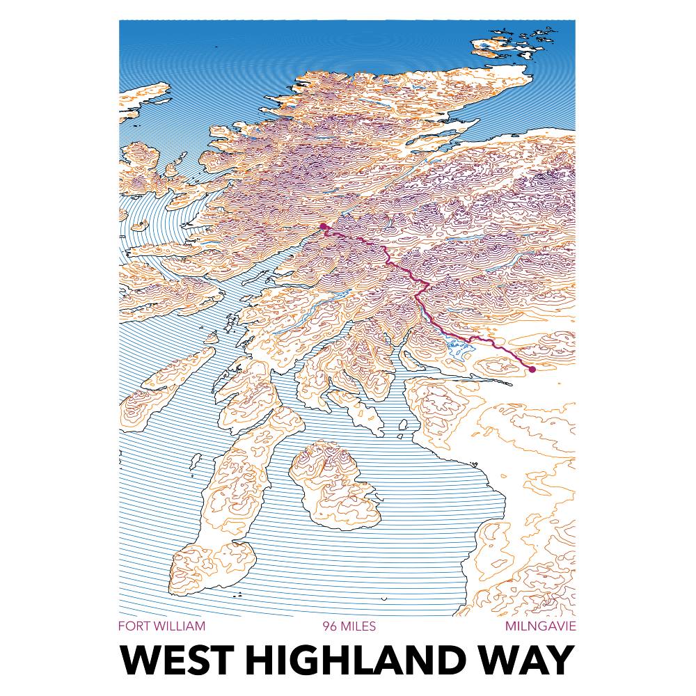 West Highland Way Contours Print - The Trails Shop