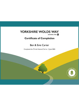 Yorkshire Wolds Way Completion Certificate