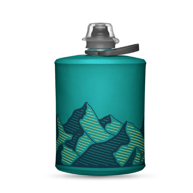 Stow glacier blue 500ml water bottle with mountain design