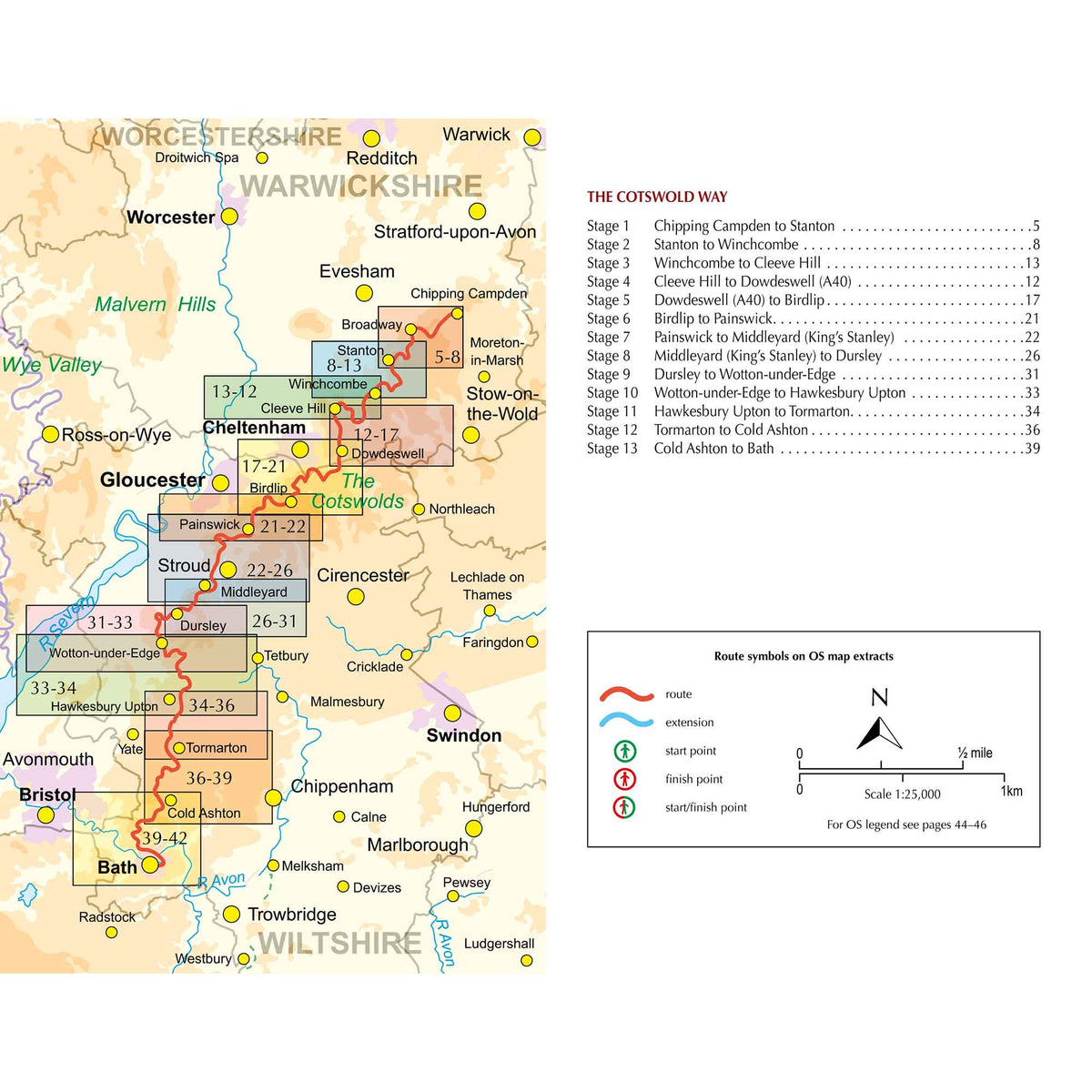 Cotswold Way map booklet overview map