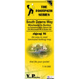 Yellow map cover of South Downs Way with text and a small illustration on a white background