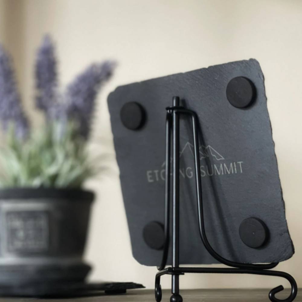 stand for etched slate coaster - back 