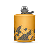 Stow golden yellow 500ml water bottle with mountain design