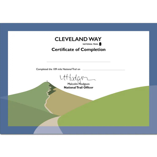 Cleveland Way National Trail Completion Certificate - The Trails Shop