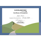 Cleveland Way National Trail Completion Certificate with signed name - The Trails Shop