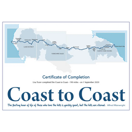 Coast to Coast Walk Completion Certificate