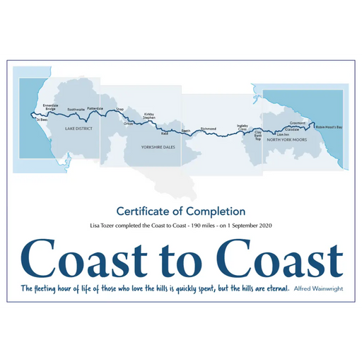 Coast to Coast Walk Completion Certificate-The Trails Shop