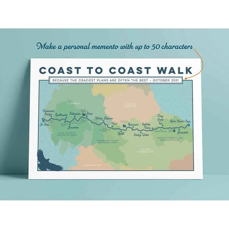 Coast to Coast Walk Art Print multi colour personalised