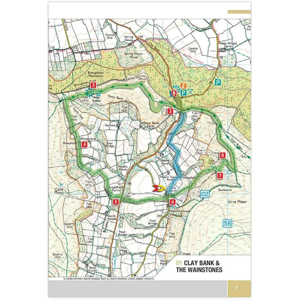 Day Walks in the North York Moors map of Clay Bank & The Wainstones walk