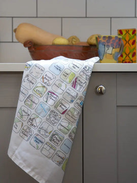 Food mosaic tea-towel