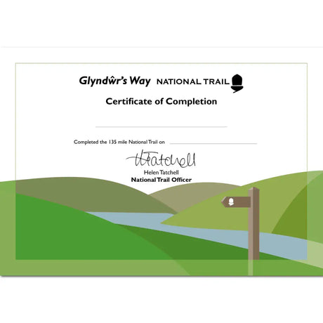 Glyndŵr's Way National Trail Completion Certificate - The Trails Shop