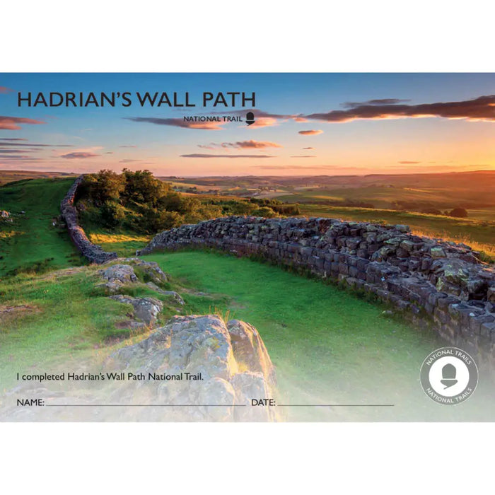 Hadrian's Wall Path National Trail Completion Certificate - Photo Design - The Trails Shop