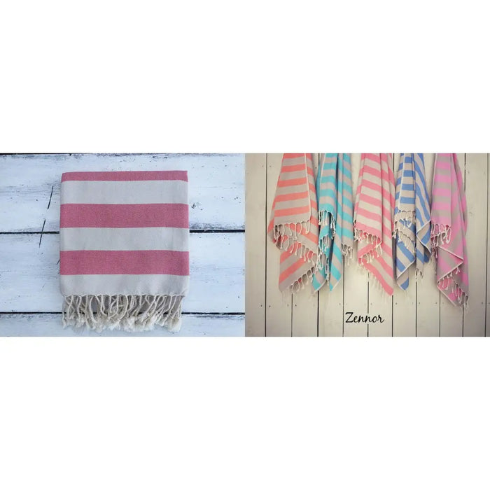 Hammam Towels-Zennor - Coral & Grey-The Trails Shop