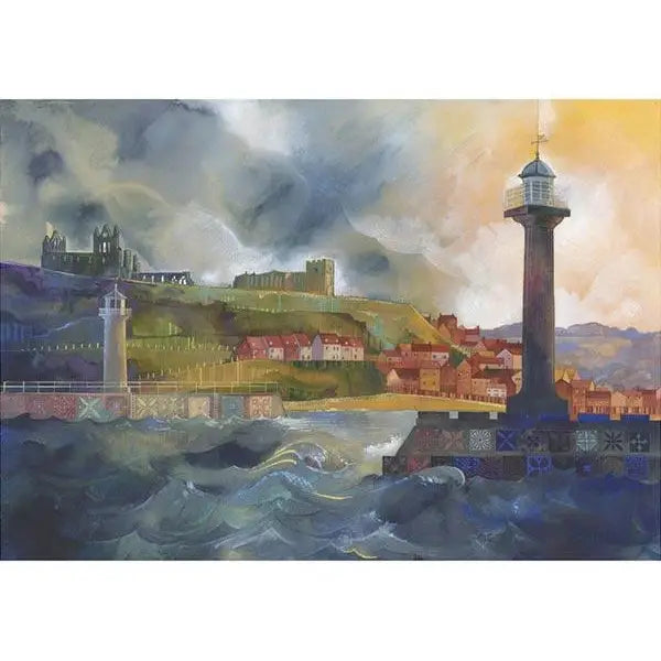 Kate Lycett greeting cards-Whitby Breakwaters-The Trails Shop