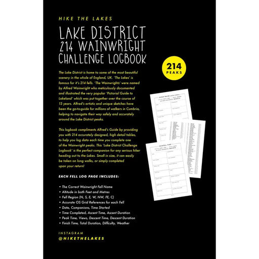 Lake District 214 Wainwright Challenge Log Book - Print