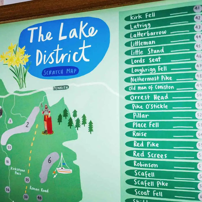 Lake District Scratch Map Peaks Fells