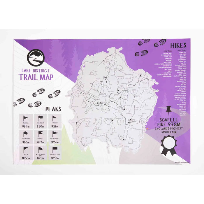 Lake District Trail Scratch Map - Posters Prints & Visual