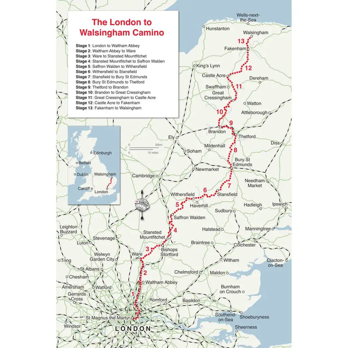 London to Walsingham Camino guidebook map