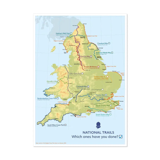 National Trails Which ones have you walked poster from The Trails Shop