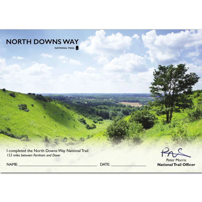 North Downs Way National Trail Completion Certificate - Photo Design - The Trails Shop