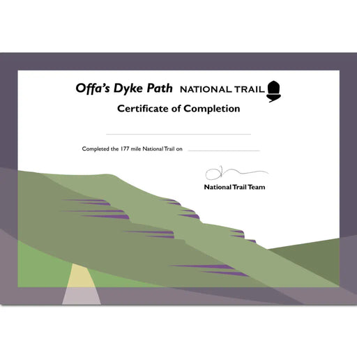 Offa's Dyke Path National Trail Compeltion Certificate - The Trails Shop