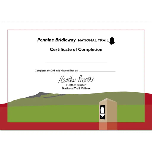 Pennine Bridleway National Trail Completion Certificate - The Trails Shop