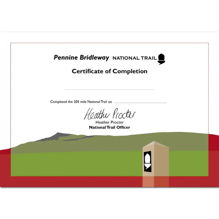 Pennine Bridleway National Trail Completion Certificate - The Trails Shop
