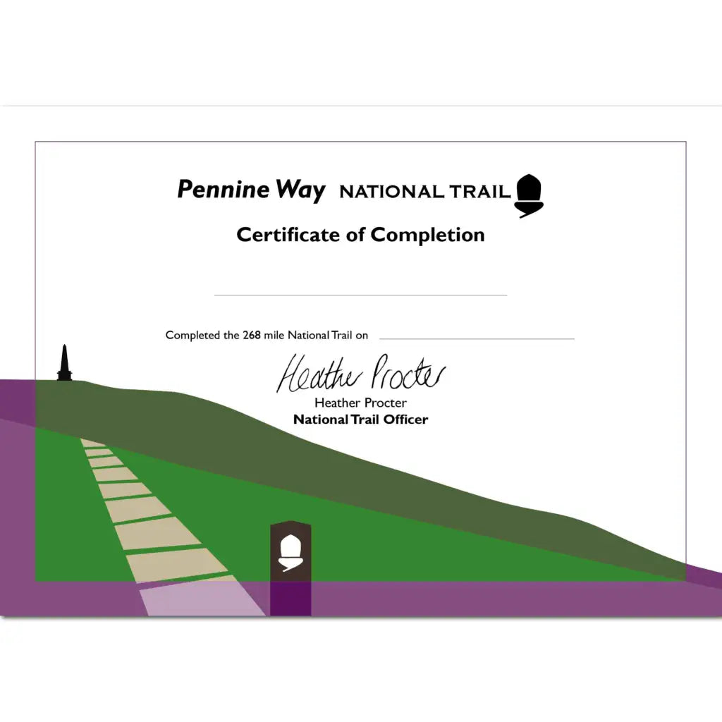 Pennine Way Completion Certificate