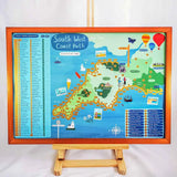 South West Coast Path Scratch Map in frame