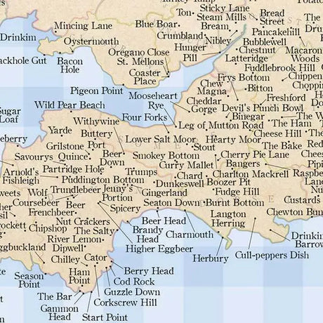 ST&G's Slightly Overcooked Map of Tasty British Place Names-The Trails Shop