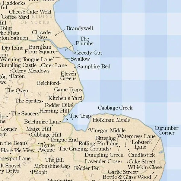ST&G's Slightly Overcooked Map of Tasty British Place Names-The Trails Shop