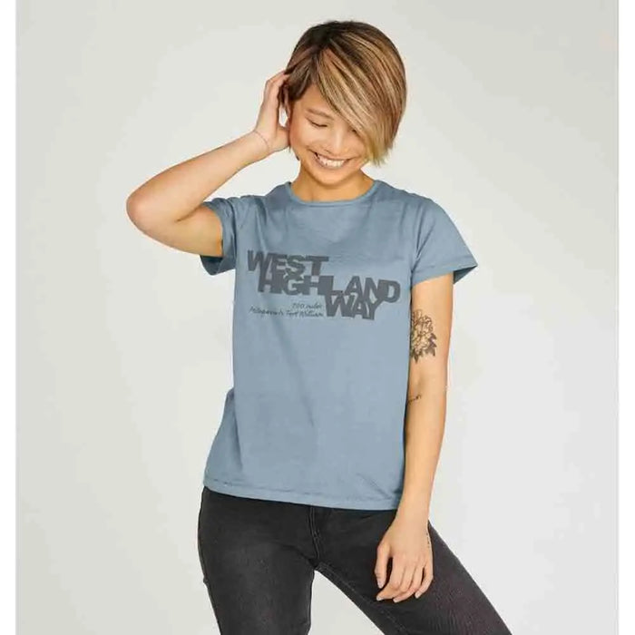 West Highland Way t-shirt from The Trails Shop women's blue