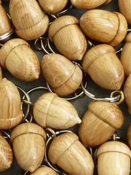 Wooden acorn keyring
