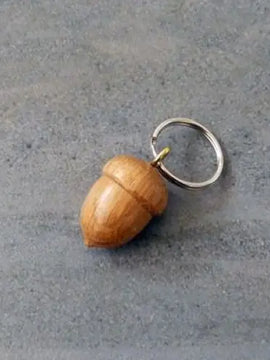 Wooden acorn keyring